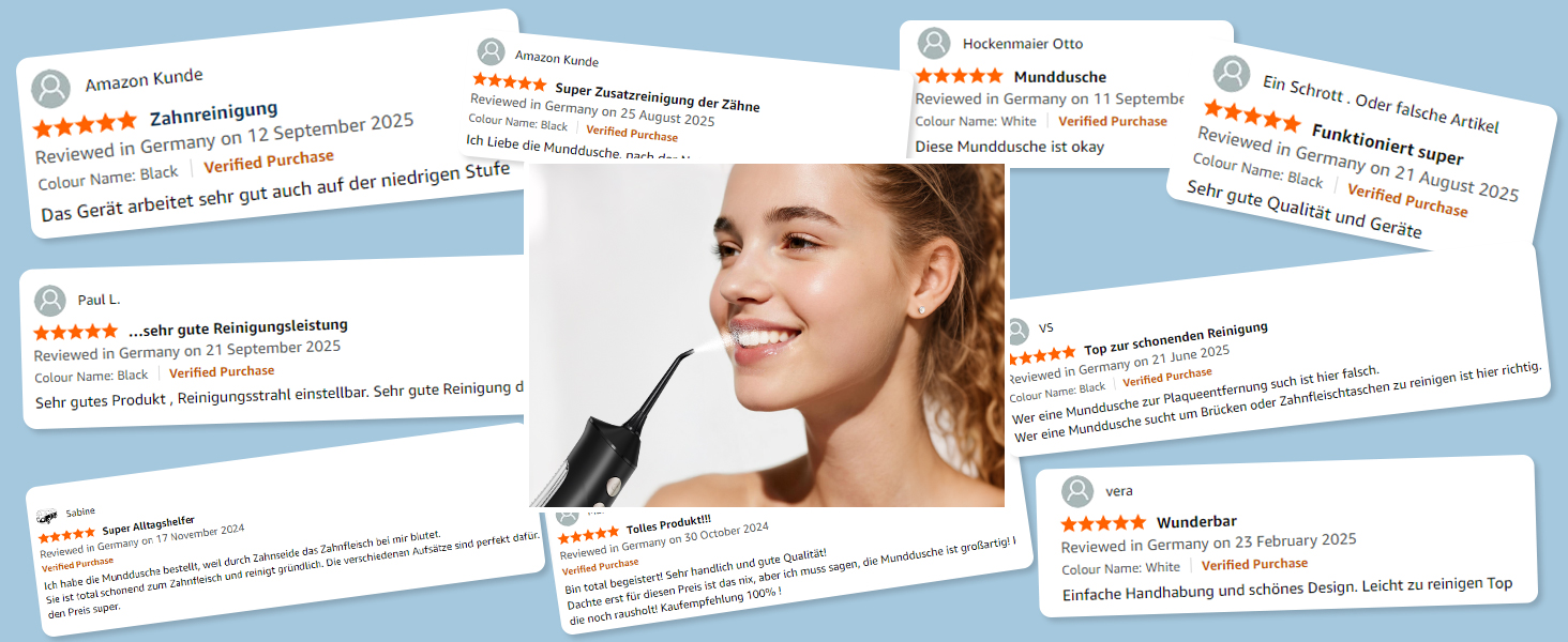 Електрична ірigator для порожнини рота Munddusche: 5 насадок, 4 режими, IPX7, для дому та подорожей