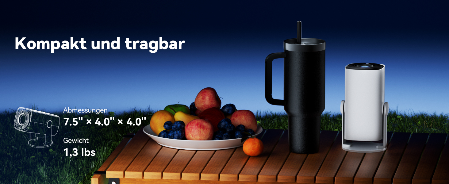 SOOMFON Mini Beamer 1080P: Портативний проєктор з Bluetooth, автотрапецеїдною корекцією та електричним фокусом. Сумісний з iPhone, Tablet, Laptop, TV Stick, HDMI, USB