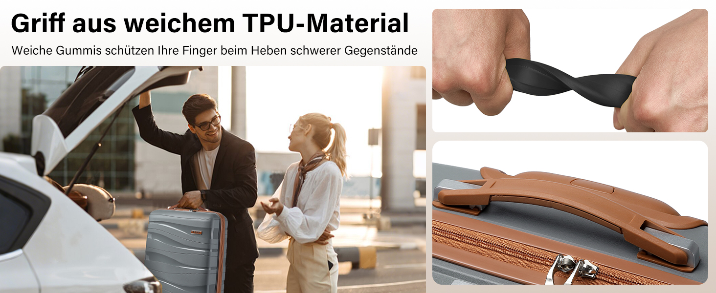 KONO Чемодан середнього розміру 65см з поліпропілену з TSA замком, 65x46x26.5см (Крем-білий)