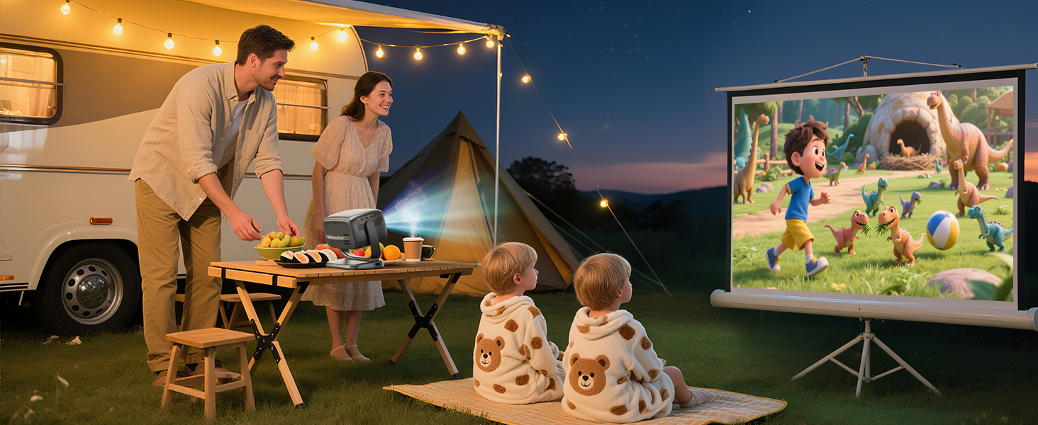 Проектор Smart Beamer WiFi для домашнього кінотеатру: 16000 Люмен, Full HD, електричний фокус, 200 дюймів, Bluetooth, сумісний з iOS/Android/Fire Stick/Laptop/PS5 (4K проектор з поворотним кріпленням)