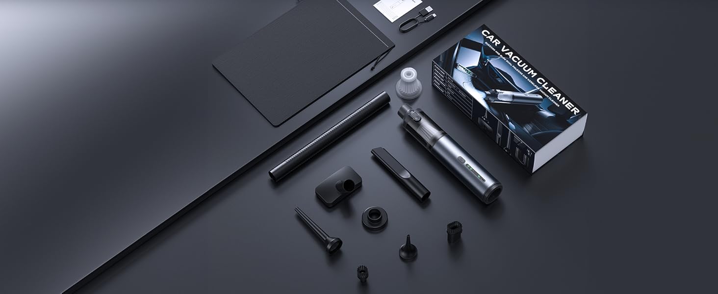 Акумуляторний ручний пилосос 4-в-1 для авто, дому та офісу, 16000Па, USB-C зарядка, бездротовий міні-пилосос для салону автомобіля, диванів, клавіатур та домашніх тварин