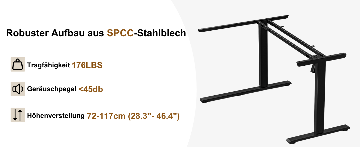 Стол письмовий L-подібний, регульований по висоті, 150 x 100 см, електричний, ергономічний, з підстаканниками та гачками, коричневий