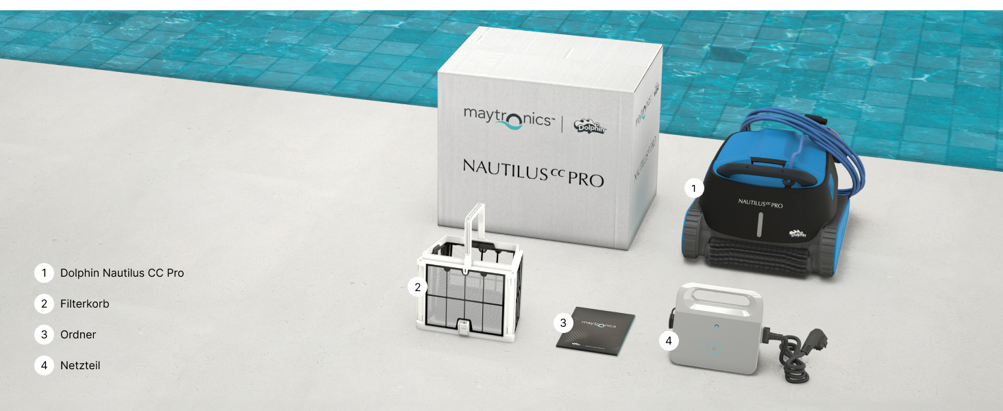 Автоматичний робот-пилосос для басейну Dolphin Nautilus CC Pro з кабелем, для очищення дна і стін, енергоощадний, для вбудованих басейнів до 10 м, водоочищення