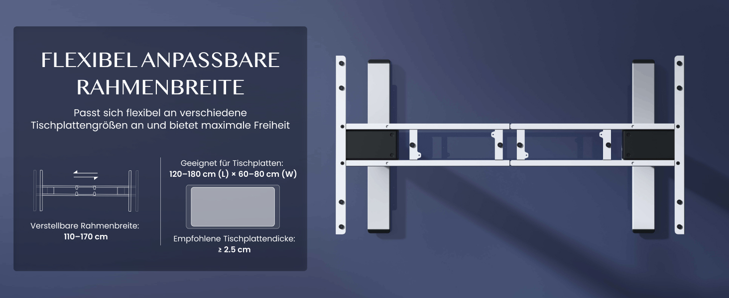 Регульований за висотою стіл FLEXISPOT E6: електричний, 160 кг, телескопічна база, пам'ять, LED дисплей, USB