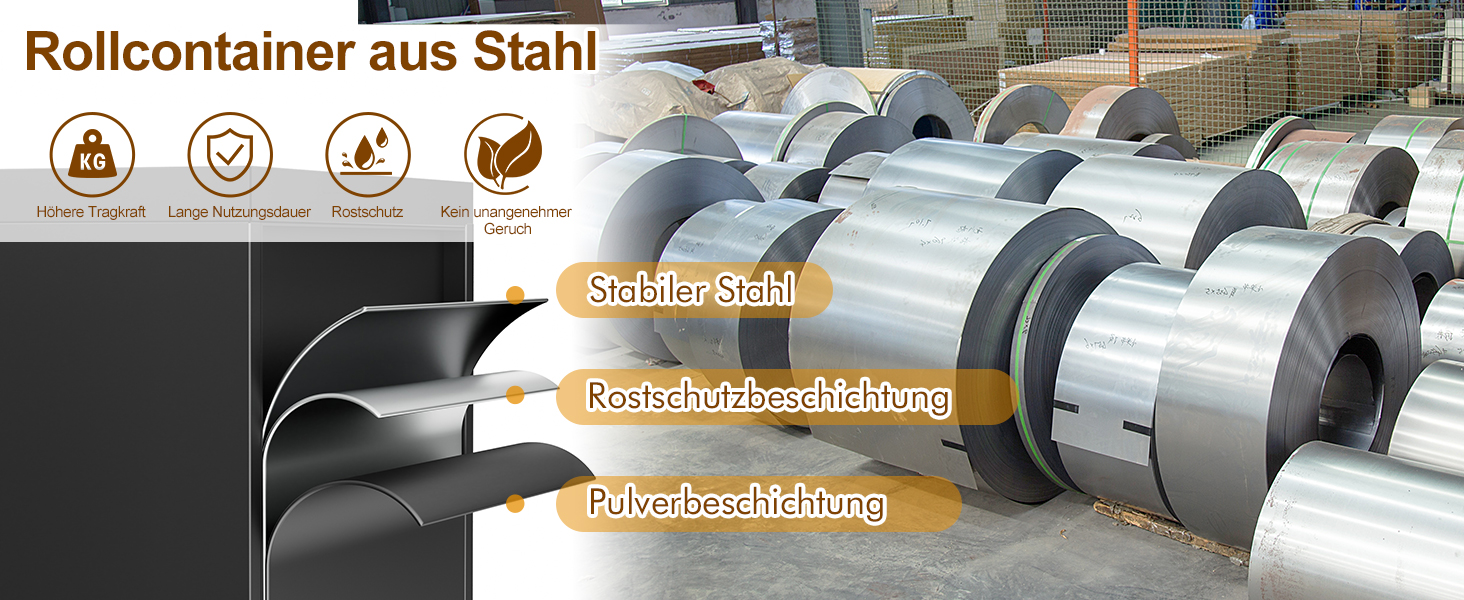 Роликовий контейнер HOMSTEEL з 3 замками, 3 висувні ящики, для офісу та дому, білий (44 x 37 x 60 см)