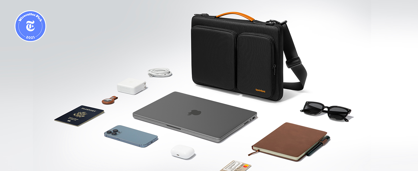 Захисний чохол-сумка tomtoc 360° для MacBook Air/Pro 13 дюймів (M1, M2, M3, M4, M5 2020-2026), чорний