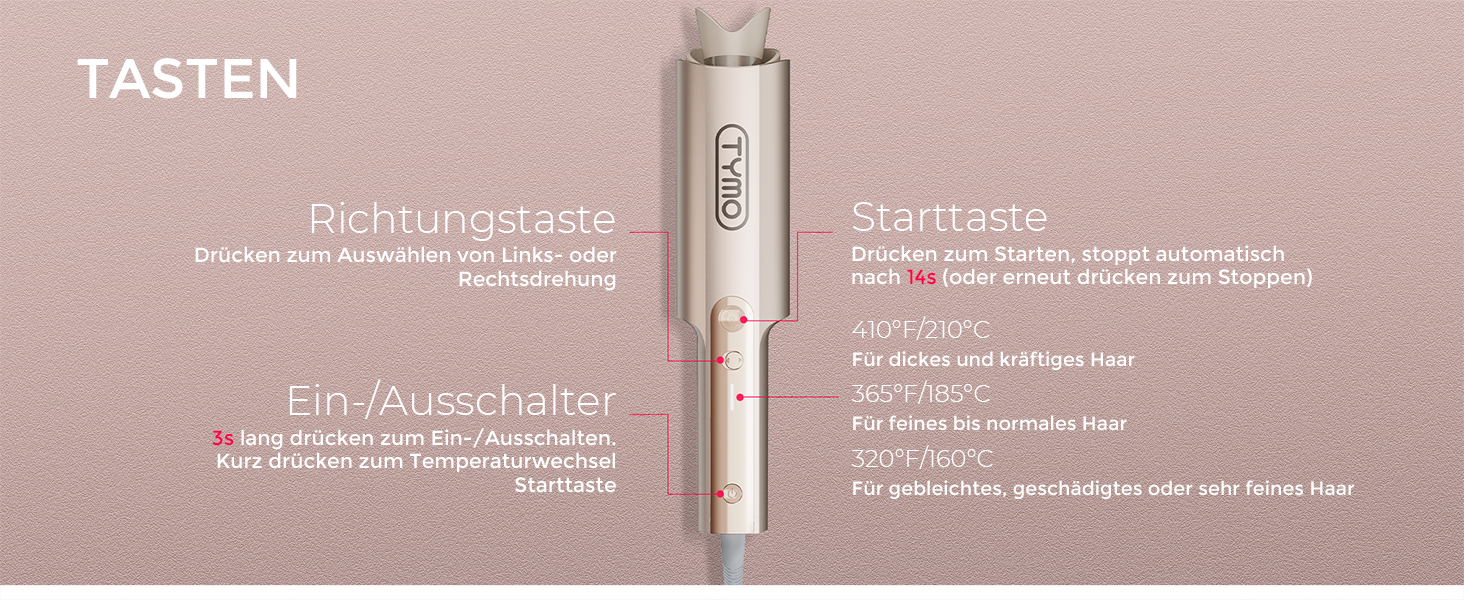 Автоматичний локшик TYMO Curlpro Plus 32 мм: великі локони, пляжні хвилі, анти-опік