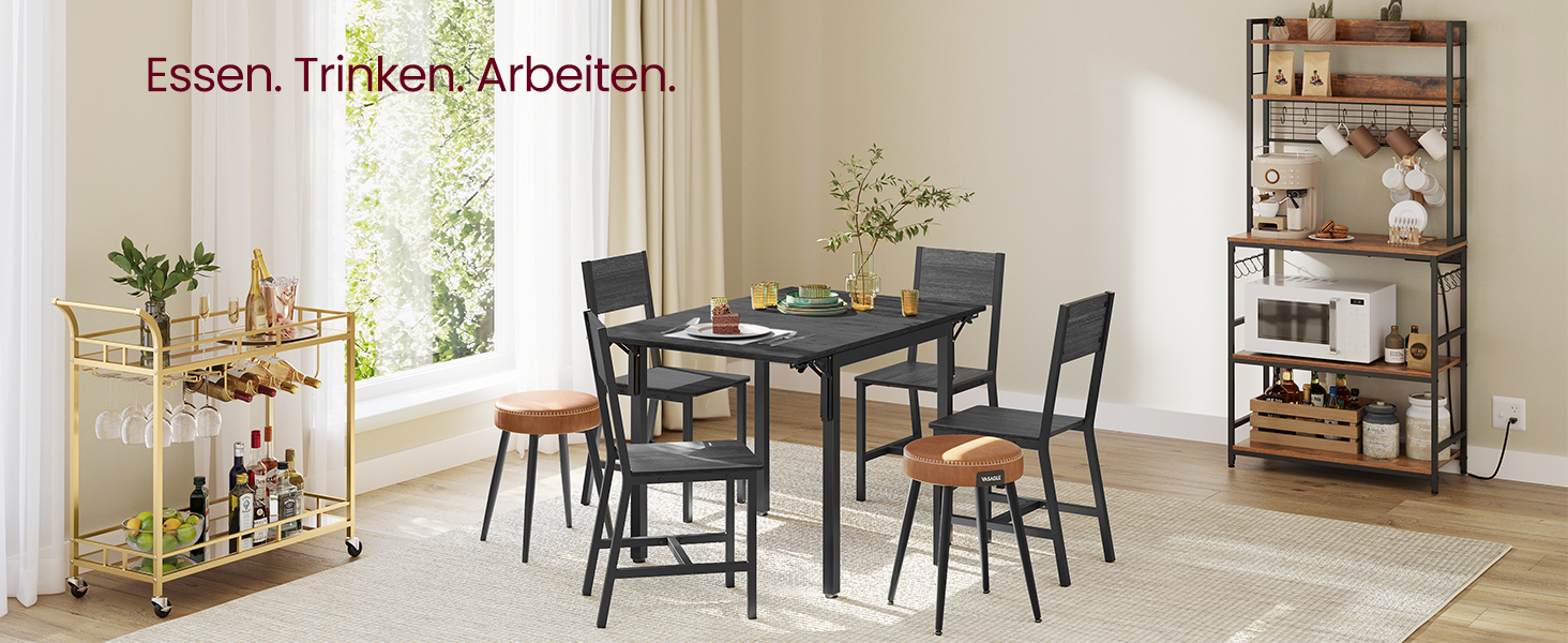 Розкладний кухонний стіл VASAGLE для 2-4 осіб, чорний, KDT077B03