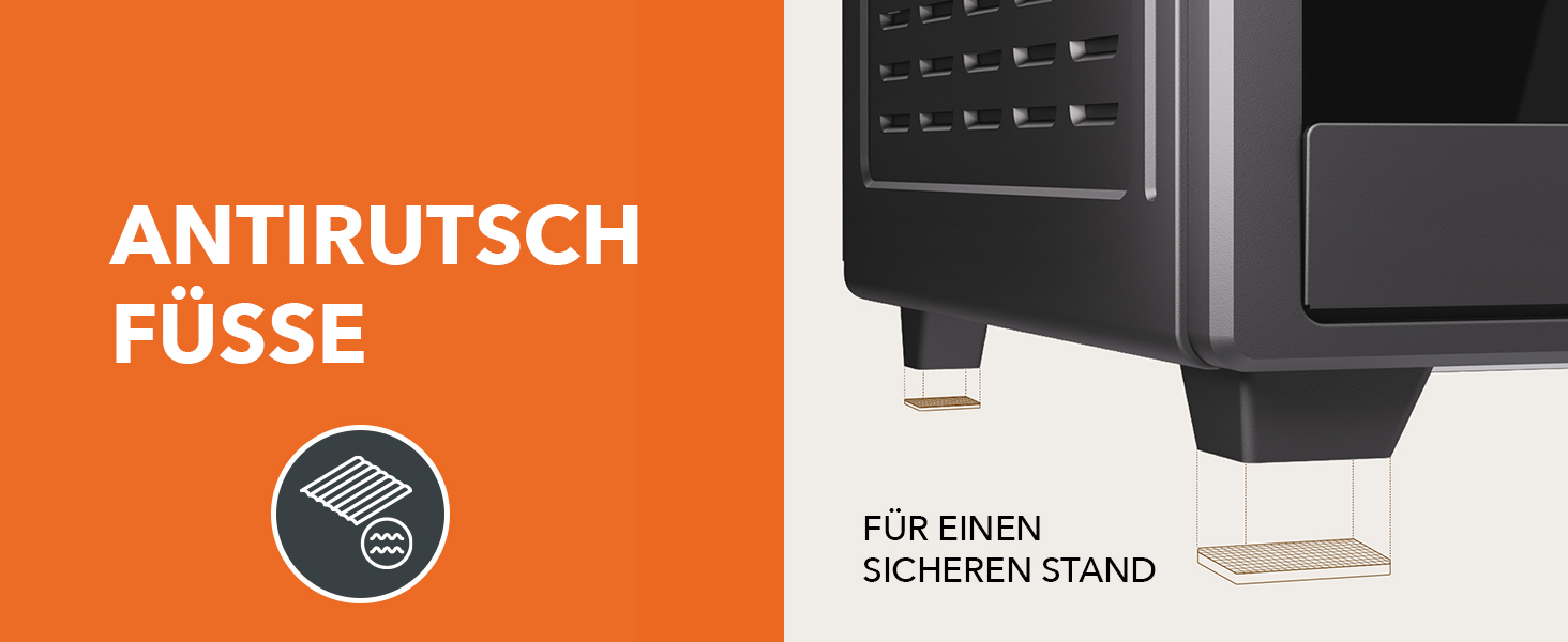 Багатофункціональна міні-піч Heinrich's з об'ємом 48л, конвекція, таймер 8год, підсвітка, 100-230°C, сенсорне керування, з аксесуарами, чорна, 2000W