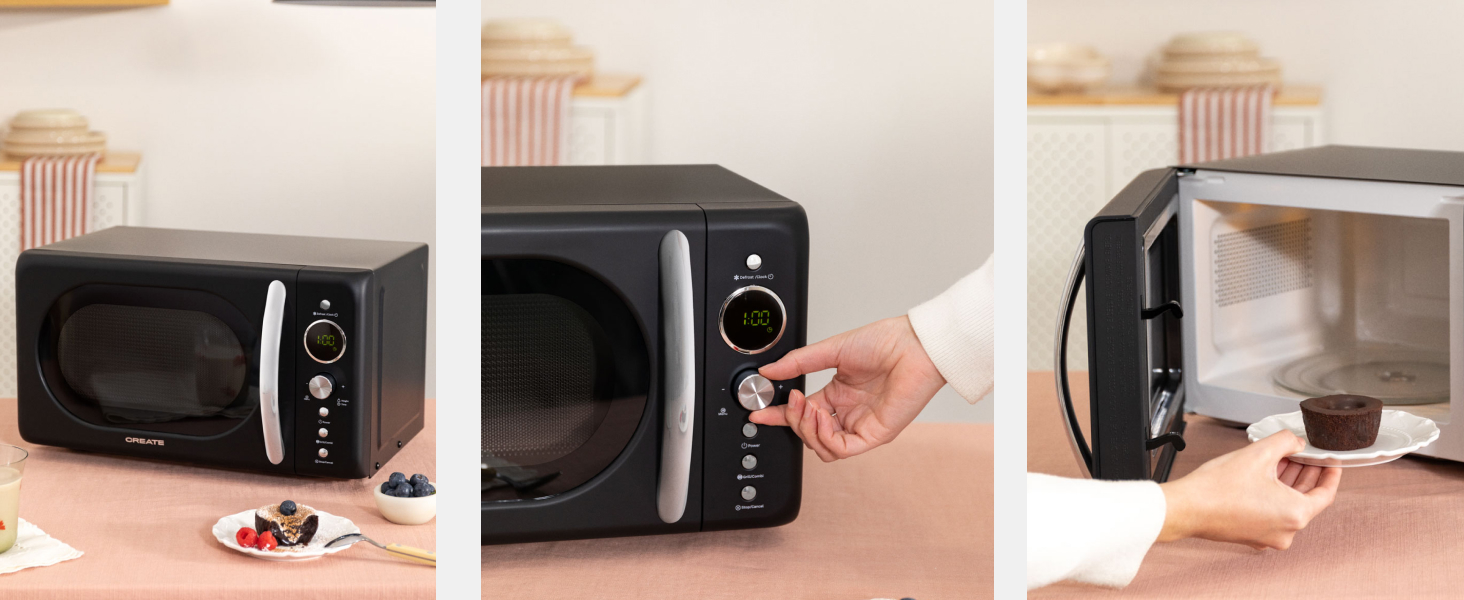 Мікрохвильова піч ретро Salbeigrün 20л з грилем та LCD дисплеєм 900W