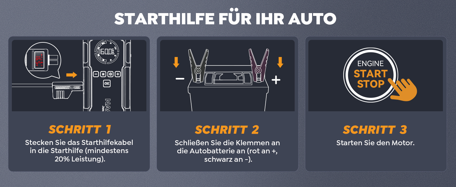 Powerbank Starthilfe 8000A з компресором 160PSI, 12V для авто, 20000mAh, LED-ліхтар, LCD-дисплей, сріблястий