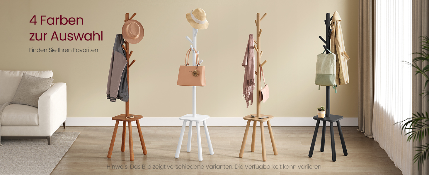 Вешалка для одежды VASAGLE RCR033B01 (Облачно-белый) с 8 крючками и полкой, 170.5 см, для прихожей, спальни