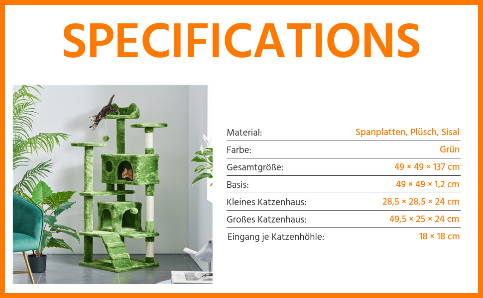 Меблі для котів, лазіння по дереву для котів, (137 см, зелений)