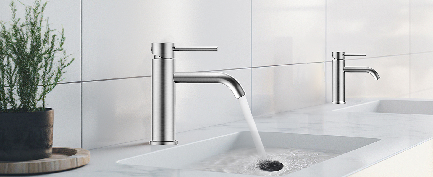 Змішувач для ванної кімнати FORIOUS з набором для зливу, чорний, висота виливу 190 мм, однорідний, для умивальника, нержавіюча сталь