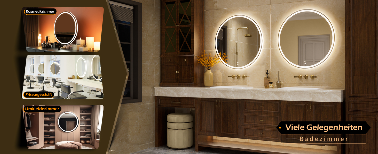 LED дзеркало для ванної кімнати KWW 80 см з регулюванням кольору, протитуманне, диммер, сенсорне керування