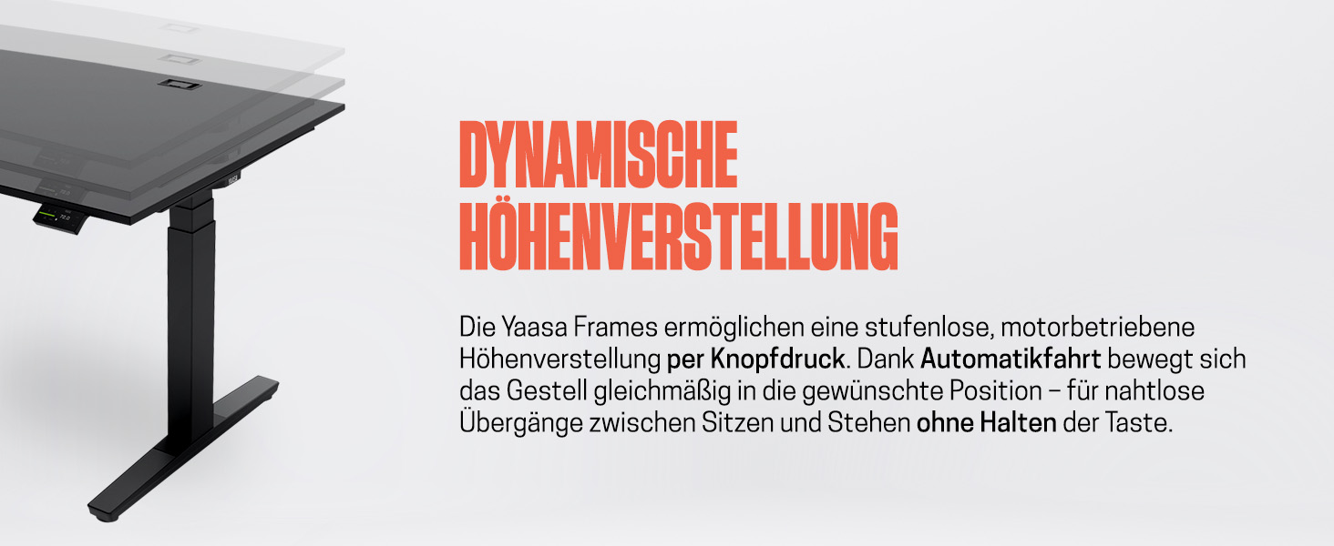 Рамка Yaasa Frame S для столу, регулювання висоти, USB-порт, 2-х рівневий телескопічний механізм, блокування клавішами (білий)