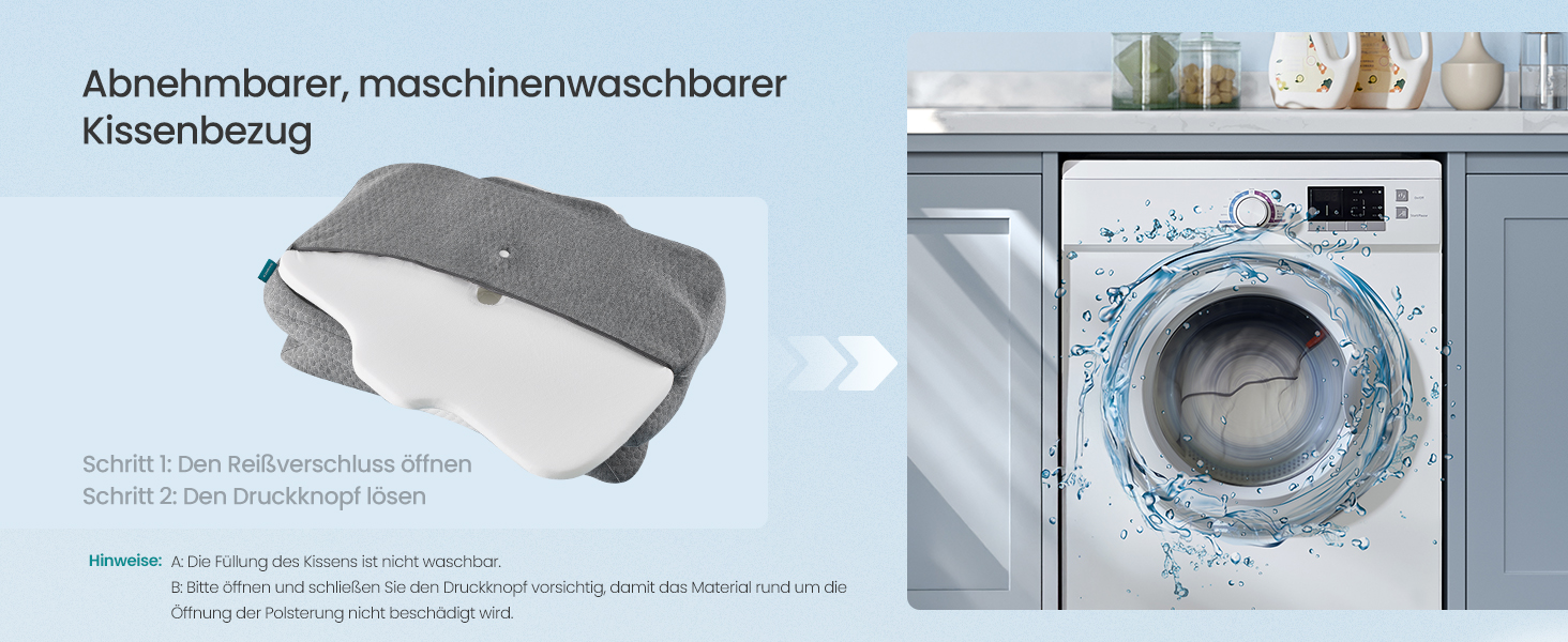 Ергономічна подушка SONGMICS з ефектом пам'яті (Memory Foam), регульована за висотою, для сну на боці, спині та животі, біло-сіра TBP051GZ02