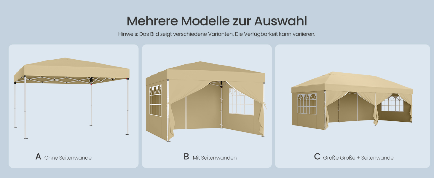 Павільйон SONGMICS 3x3 м, садовий, для відпочинку та заходів, з 4 боковими панелями (бежевий)