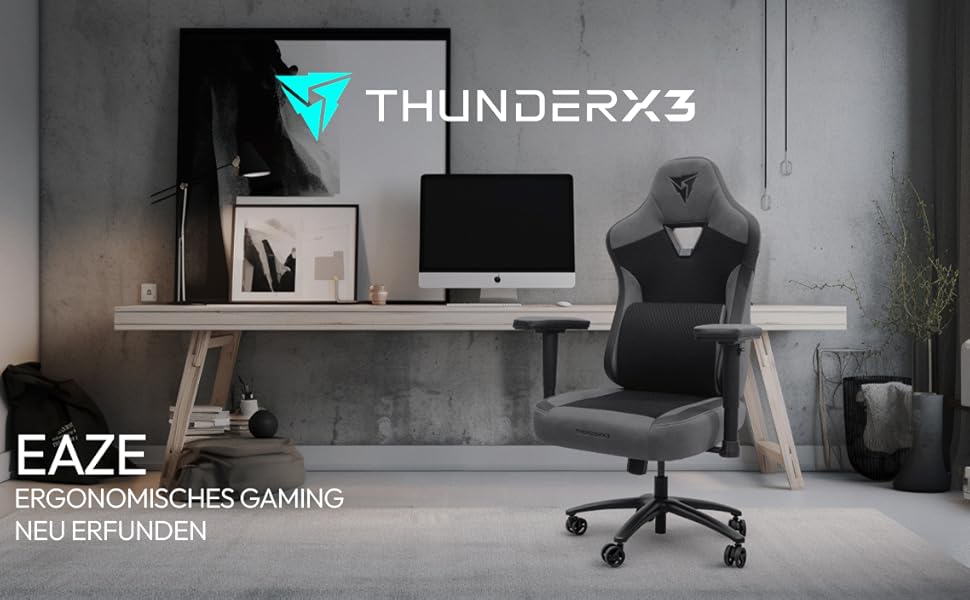 Ігрове крісло ThunderX3 EAZE, ергономічне, SYNC4, штучна шкіра/тканина, Loft Grey