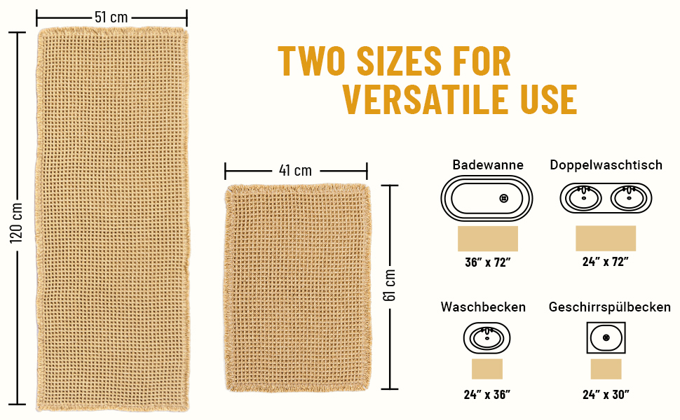 Набір килимків для ванної кімнати, антиковзні килимки, килимок для ванної, набір 2 шт, бохо килимок для ванної, пральний душ-килимок для вітальні, спальні, ванної кімнати, декор для ванної, 51 x 60 см + 41 x 61 см, коричневий та білий (коричневий)