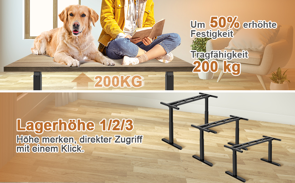 Регульований за висотою стіл (підйомний) електричний з 2 моторами, чорний. Панель керування з 3 пам'яттю, максимальне навантаження 200 кг. Тільки каркас.