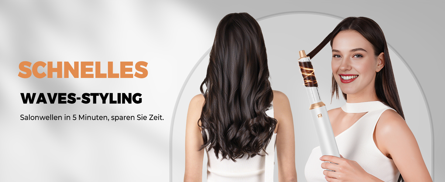 OKWRAP Hairstyler 5-в-1: Фен-щітка, Автоматичний Локон, Випрямляч для Волосся - Мультистайлер для Сушіння, Об'єму, Локонів