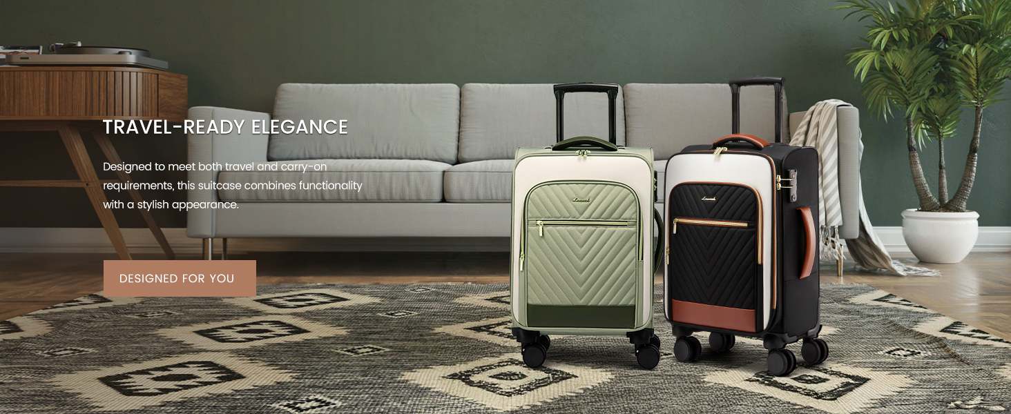 LOVEVOOK Набір валіз ручної поклажі: ручна валіза, середнього розміру, 20 дюймів, з відділенням для ноутбука 17 дюймів, легка, для жінок, подорожі, ділові поїздки, чорний, білий, коричневий