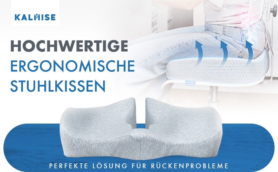 Ортопедична подушка для сидіння Kalmise | Подушка для офісного крісла з Memory Foam | Подушка для куприка для офісу, дому, авто або інвалідного візка