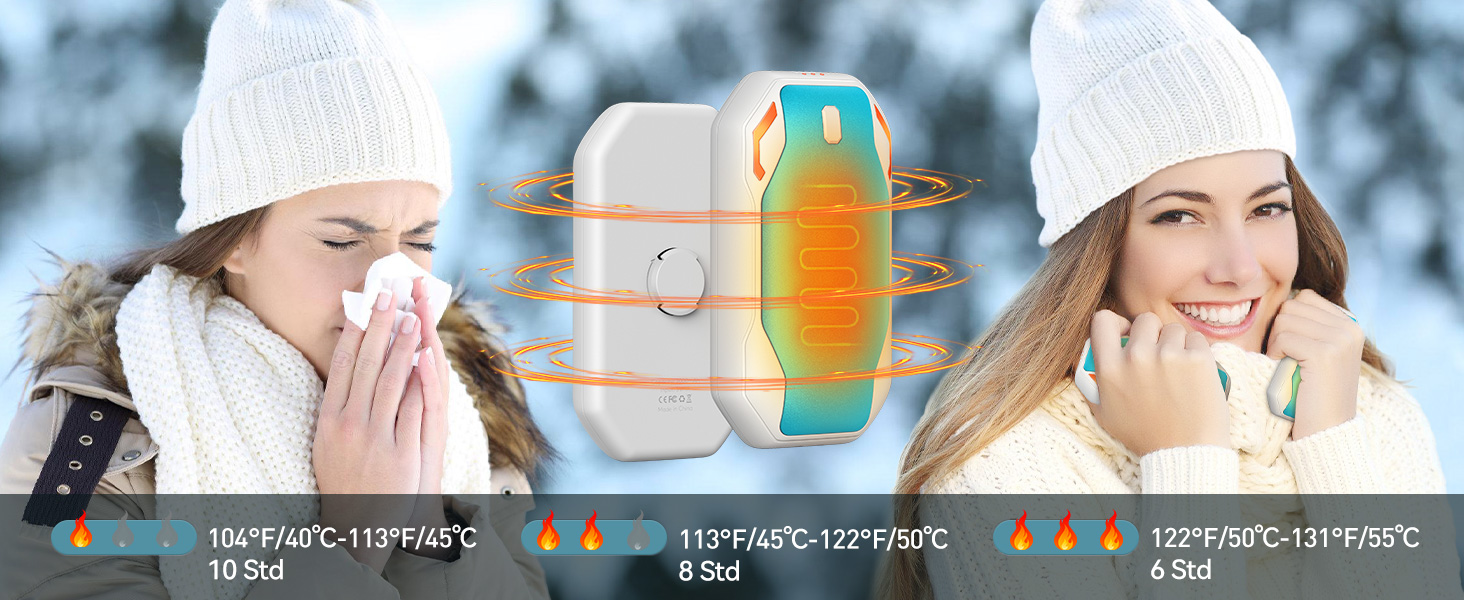 Електричні грілки для рук PHEJIE 2 шт. з 3 режимами нагріву, портативні, для активного відпочинку, кемпінгу, гольфу, подарунок для жінок та чоловіків (синьо-білі)