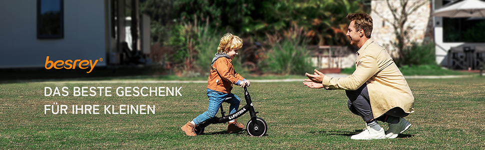 Бесрей 5-в-1 Дитячий Біговел-Трохоліг для Малюків 1-4 Років (Чорний)