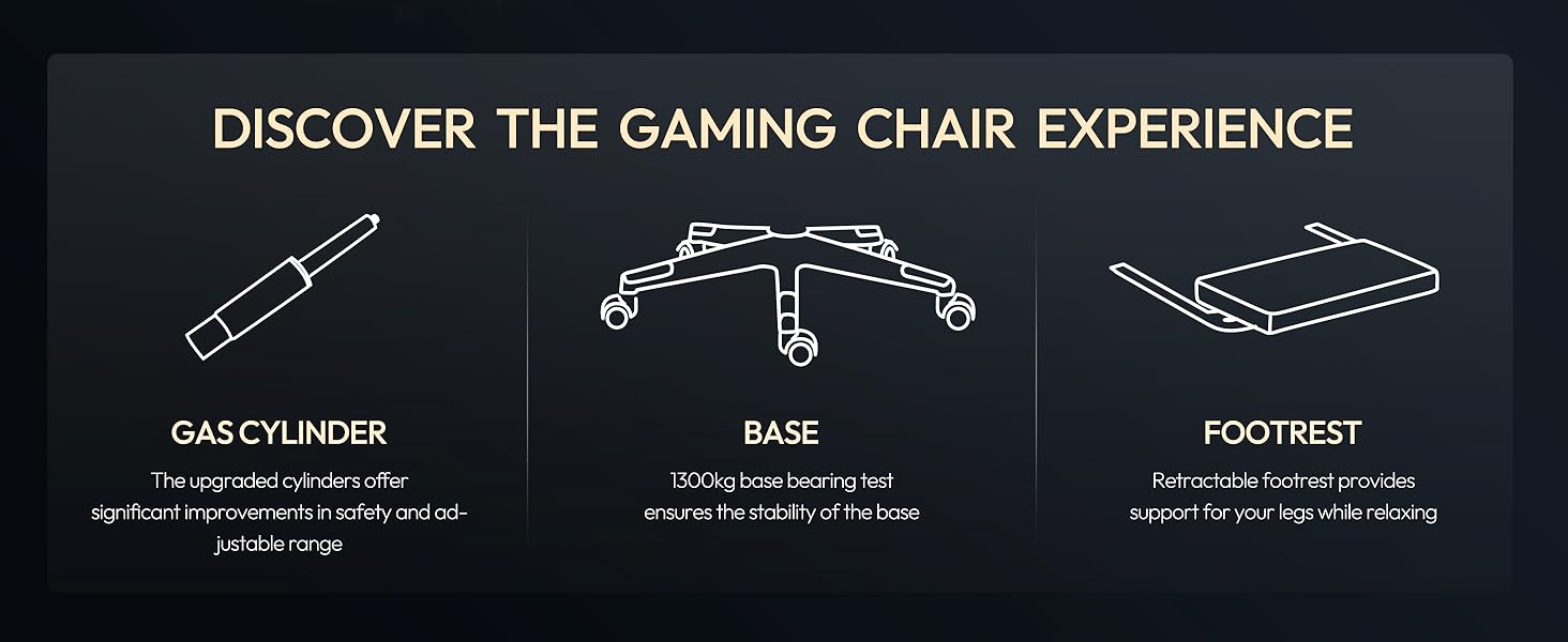 Ігровий крісло Dowinx з масажем та підігрівом, дихаюча спинка, регульоване, з підніжкою, підтримка спини та шиї, чорно-білий (чорний з золотом)