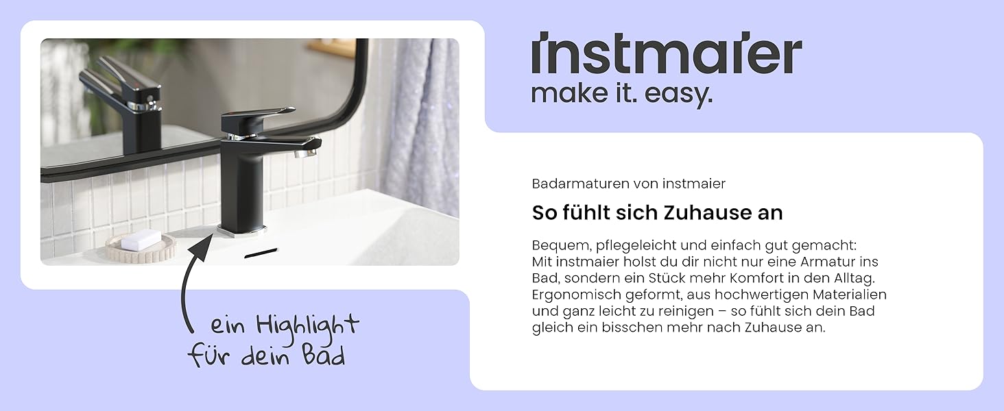 Змішувач для ванної кімнати Instmaier Amelie, одноlever, з міді (чорний/хром)