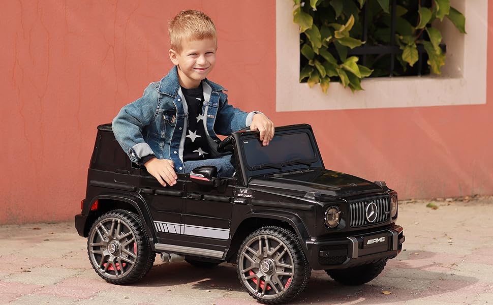 Дитячий електромобіль Mercedes G-Class 12V RIRICAR, чорний, з пультом керування