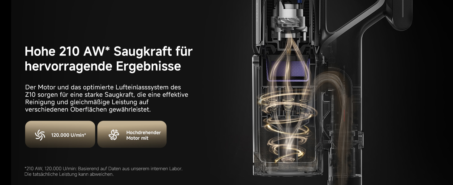 Dreame Z10 - Бездротовий пилосос з потужністю 190AW, 90 хвилин роботи, датчик пилу, LED-дисплей, синій LED, без заплутування, для дому, шерсті тварин, килимів