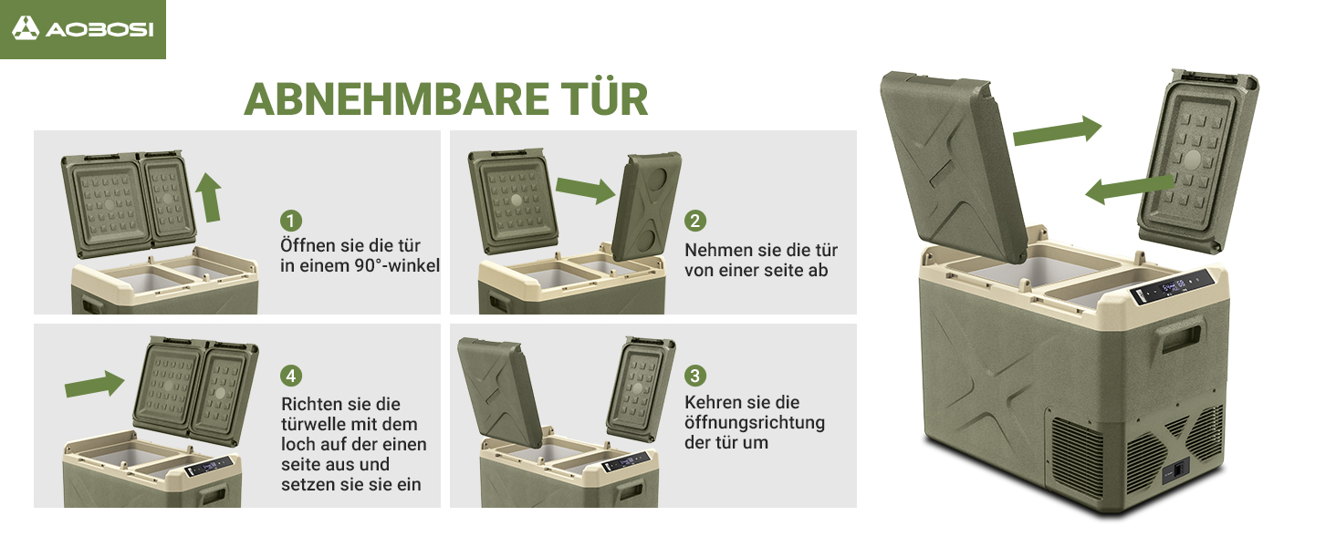 Автомобільний компресорний холодильник AAOBOSI 40L: Електрична сумка-холодильник 12/24V та 100-240V, двозонна, -20°C до 20°C – для авто, вантажівок, човнів, кемперів та кемпінгу