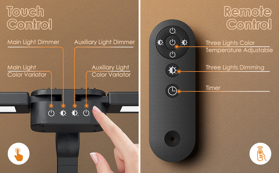 Літомі світлодіодна настільна лампа з подвійною головою, з регулюванням яскравості, 24 Вт, з дистанційним керуванням, 4 кольори, 5 рівнів яскравості