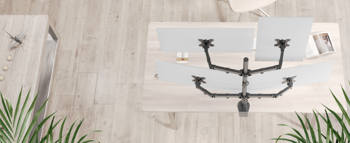 Підставка для монітора RICOO для 2 моніторів, Dual Monitor Arm, TS5811, 15-27 дюймів