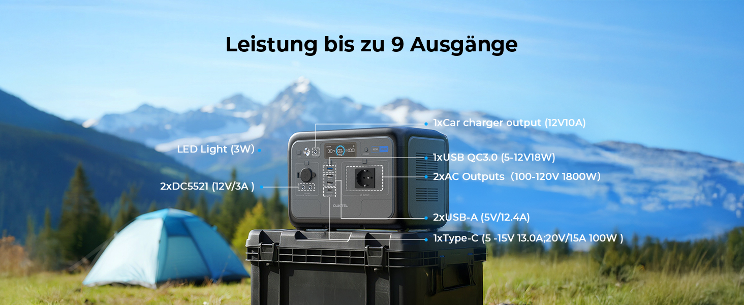 Портативна електростанція OUKITEL P800: 800W, 512Wh LiFePO4, USB-A/C, 1600W пікова потужність, для кемпінгу та подорожей