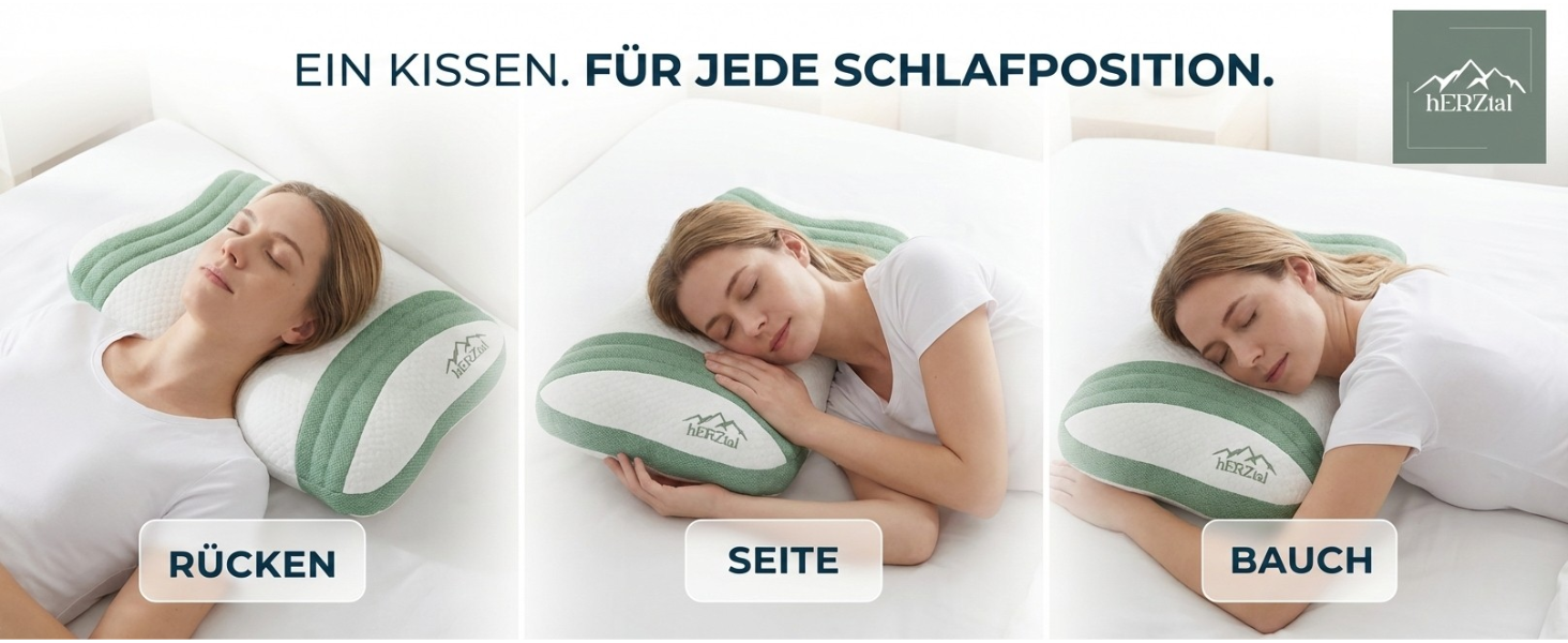 Ортопедична подушка для шиї з ефектом пам'яті - ергономічна подушка для сну на боці, спині та животі - підтримка шиї проти болю в шиї - сертифікат Oeko-Tex Made in Green, знімний чохол