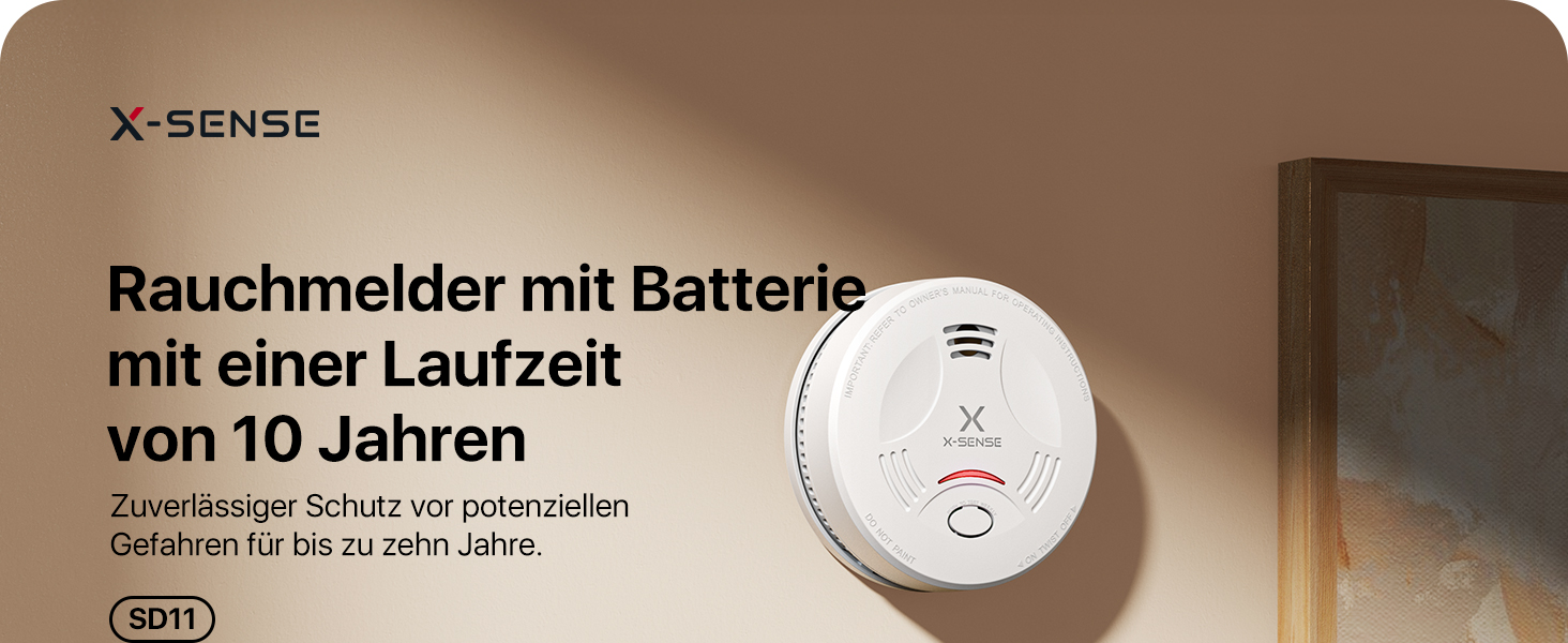 Датчик диму X-Sense з батареєю на 10 років та магнітним кріпленням, 10 шт. (SD11), сертифікат TÜV Rheinland, функція вимкнення звуку та самотестування, білий