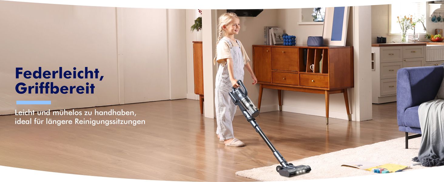 MIUZZY Бездротовий пилосос 6-в-1: потужний, легкий, з тривалістю роботи 50 хв, чорний