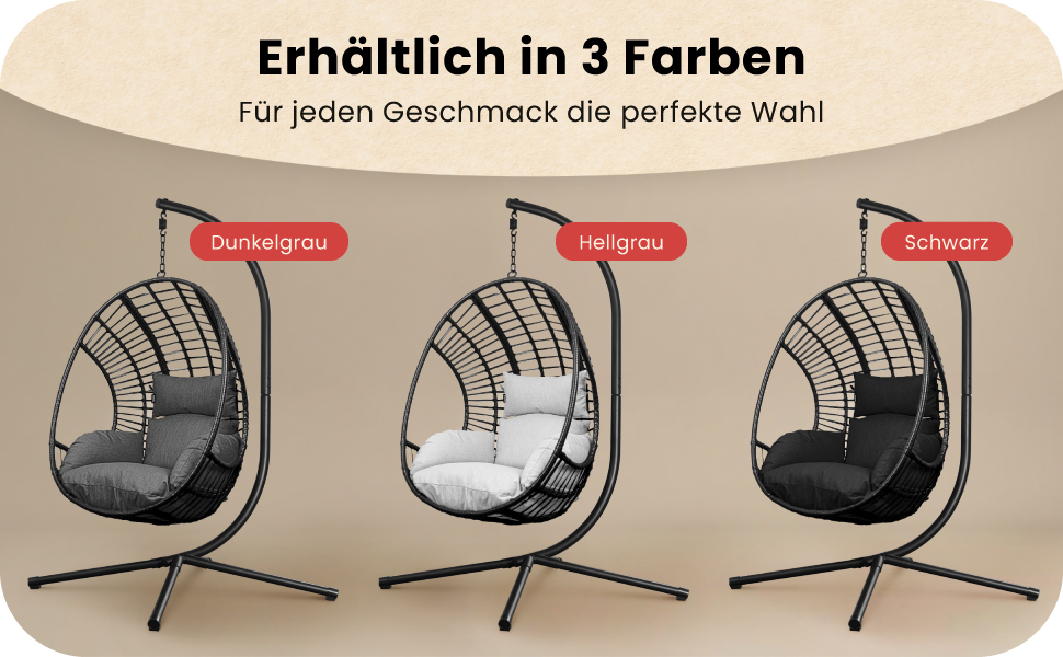 XXL Гамак-крісло Swoods з каркасом для дому та вулиці, яйцеподібне крісло, з подушкою, до 150 кг (темно-сірий)