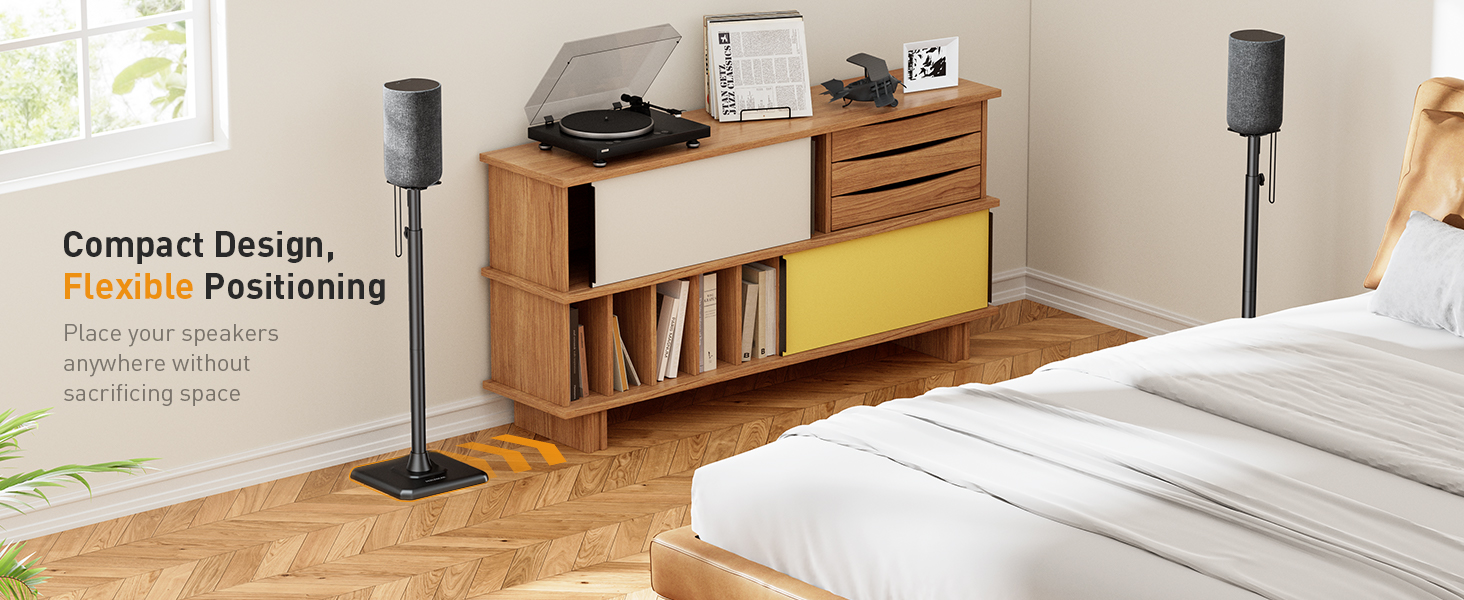 Підставка для колонок Perlegear PGSS12, регульована висота 83-107 см, для сателітної акустики, з кабельною організацією, 6 кг