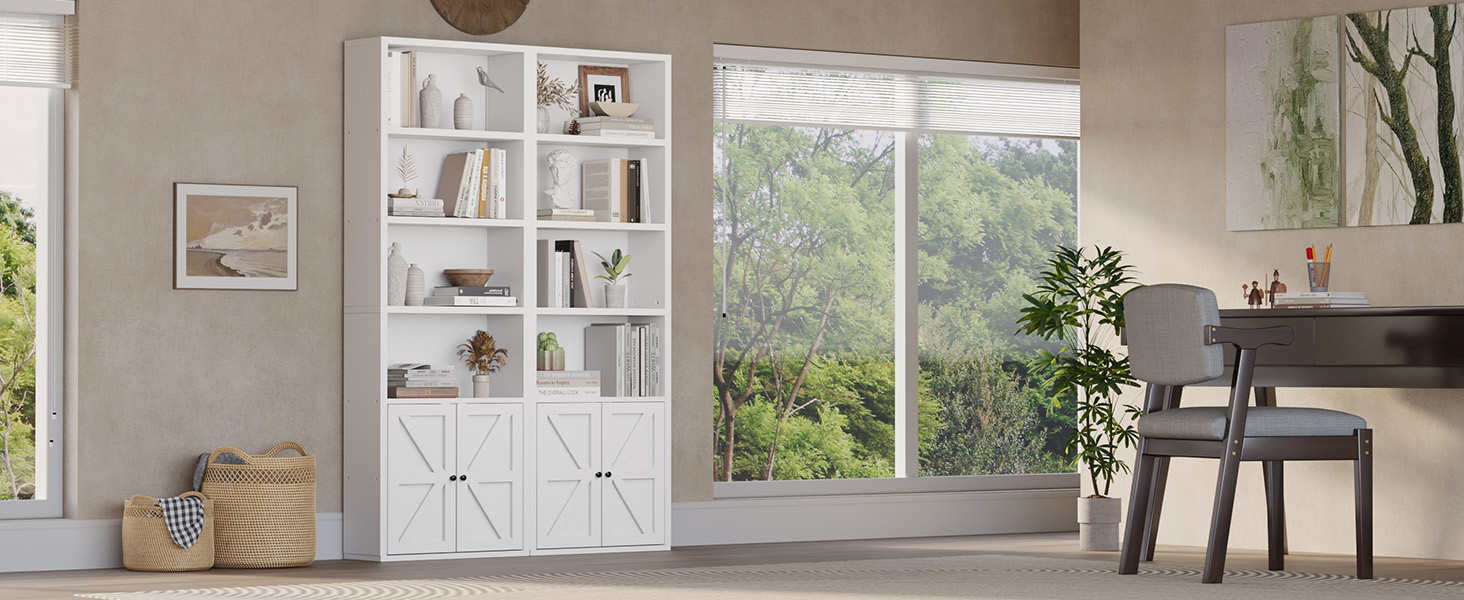 Стильний стелаж для книг Oneinmil: білий шафчик з 6 полицями для вітальні, спальні, офісу. 2 шт.