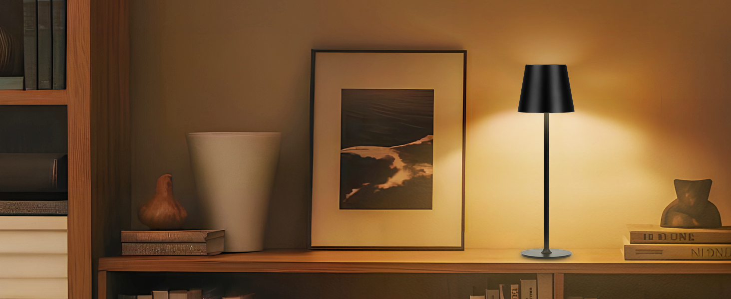 Бездротові LED-лампи настільні, 2 шт. з регулюванням яскравості, 3000K та RGB, перезаряджаються через USB-C, вологостійкі, 5500mAh (Чорний)