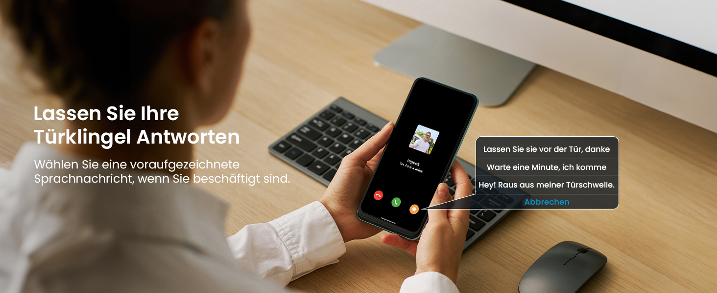 Відеодзвінок ieGeek 2K з камерою: бездротовий, водонепроникний (IP66), AI-розпізнавання руху, нічне бачення, без підписки, сумісний з Alexa, Wi-Fi 2.4GHz, з внутрішнім дзвінком (білий/сірий)