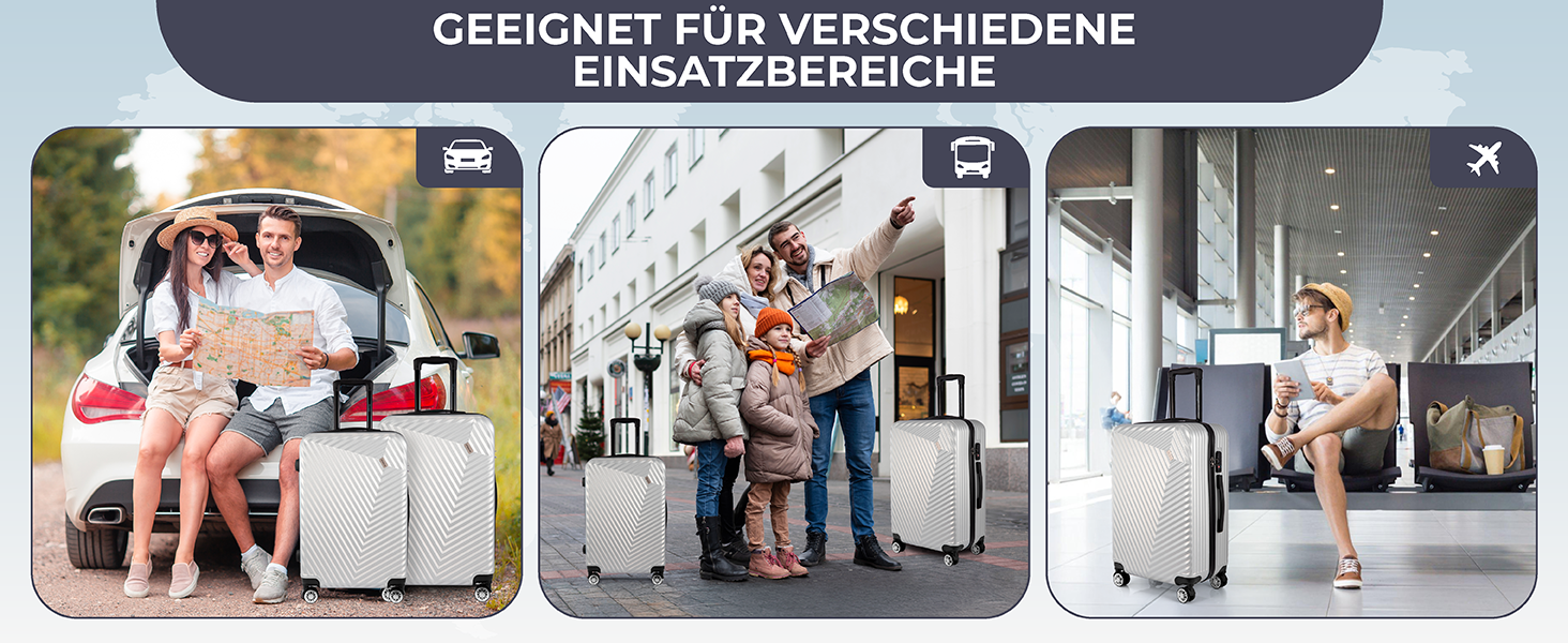 Набір валіз xRace 3-частинний ABS, 20/24/28 дюймів, ручна поклажа, TSA замок, 360° колеса, стійкий до ударів, преміум підкладка (срібний)