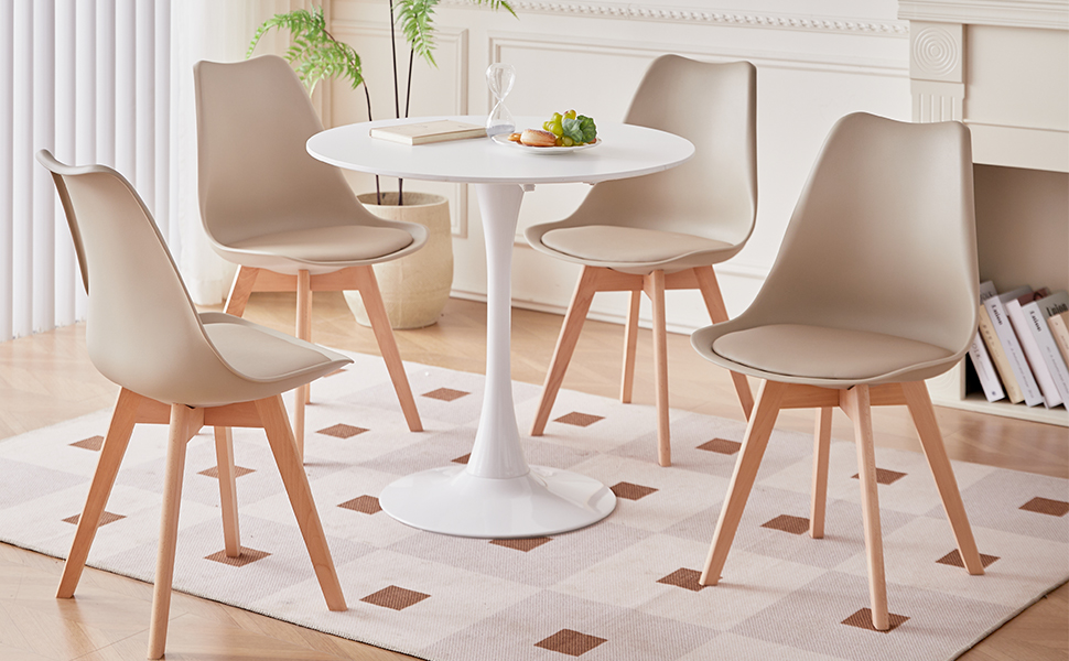 Набір з 6 стільців для їдальні, скандинавський стиль, ретро-дизайн, з м'яким сидінням, для кухні/офісу, з масивними буковими ніжками (колір: коричневий)