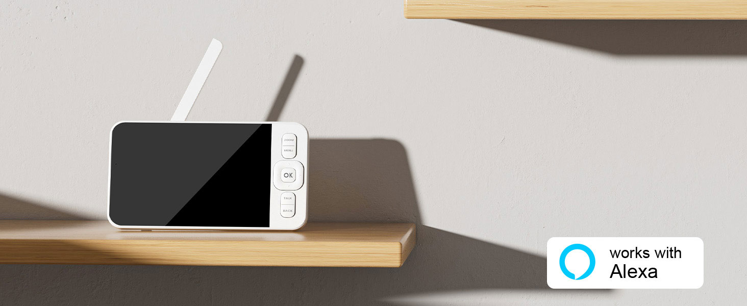 Відеоняня з камерою 2K HD Wi-Fi Babyphone з додатком, 360° огляд, 4x Zoom, нічний режим, датчик руху/плачу/звуку, термометр, чорний - 1 камера