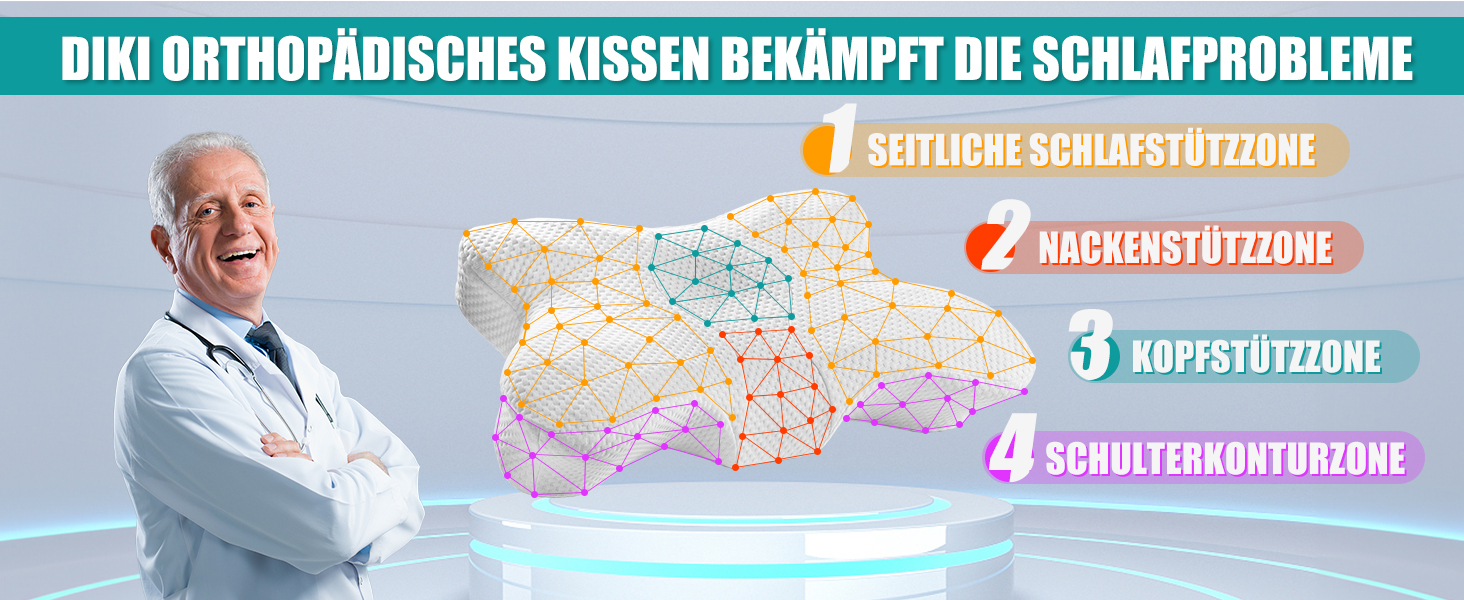 Подушка для лікування хропіння Diki 63х28х9/13 см біла